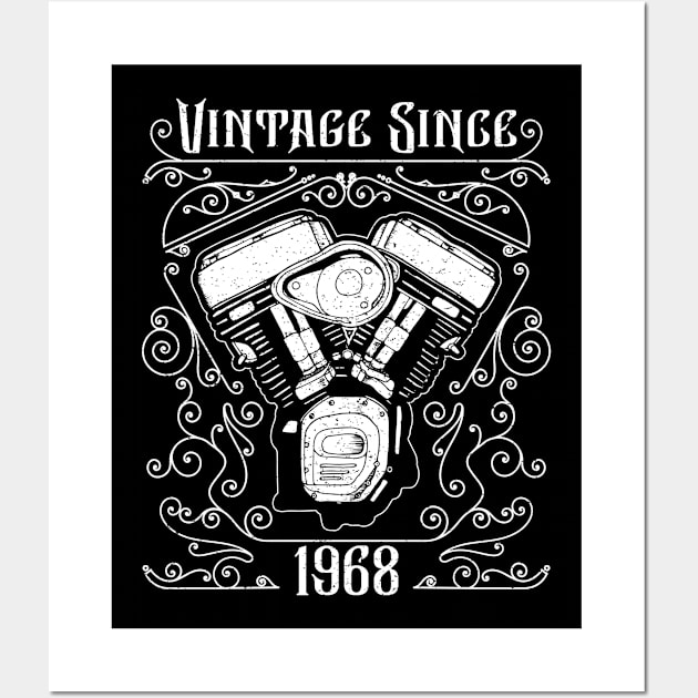 Vintage Since 1968 Motorcycle Biker Birthday Wall Art by CoffeeandTeas